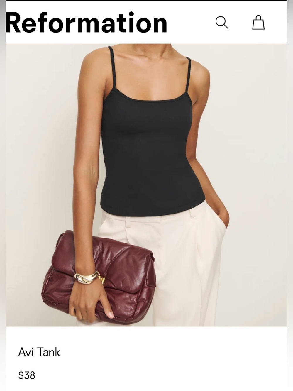 Reformation Black Avi Tank Top